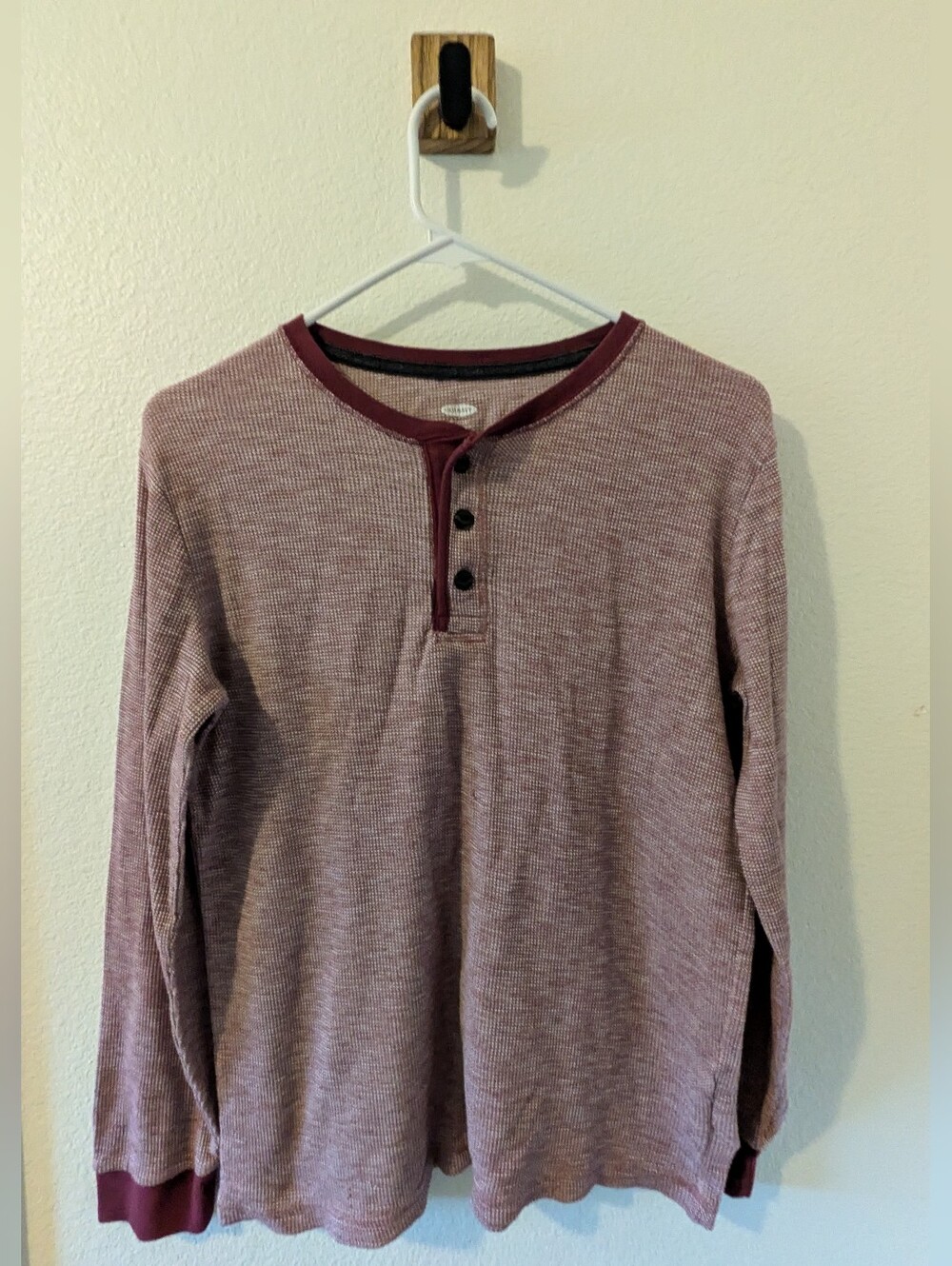 Old Navy Boys XL 14/16 Burgundy Waffle Knit Thermal Henley